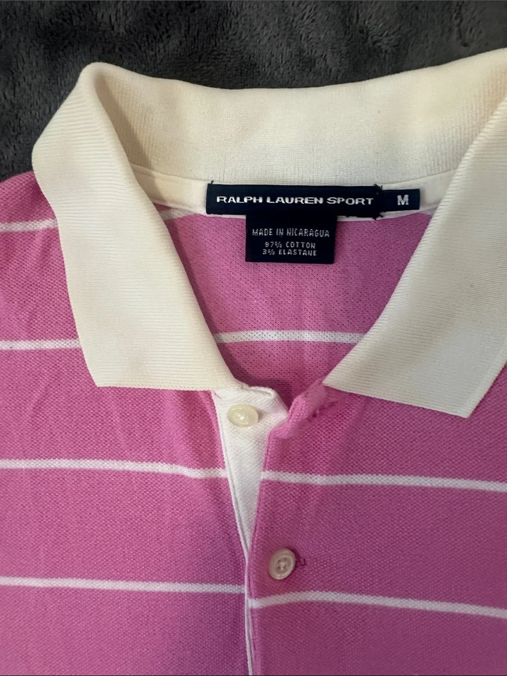 Ralph Lauren Pink and White Striped Polo Shirt Junior size